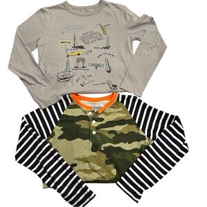 Two Crewcuts Boys Long Sleeve Tees Camo Stripe New York City Size 8 GUC